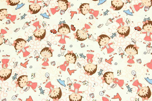 Chibi Maruko-chan ちびまる子ちゃん the little girl! 1 Meter Printed Cotton Fabric, Fabric by Yard, Yardage Fabrics, Children  Kids