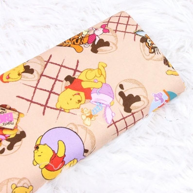 Winnie and Friends pink! 1 Meter Printed Cotton Fabric, Fabric by Yard, Yardage Fabrics, Children  Kids - fabrics-top