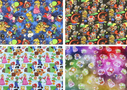 Super Mario and Friends 4 Colors! 1 Meter Top Quality Medium Thickness Plain Cotton Fabric, Fabric by Yard, Yardage Cotton 202010