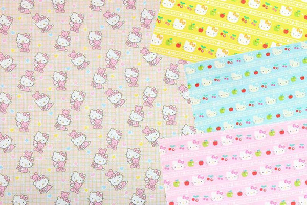 Hello Kitty Collection Stripes! 1 Meter Printed Plain Cotton Fabric, Fabric by Yard, Yardage  Bag Fabrics, Children Fabrics, Kids, Japanese