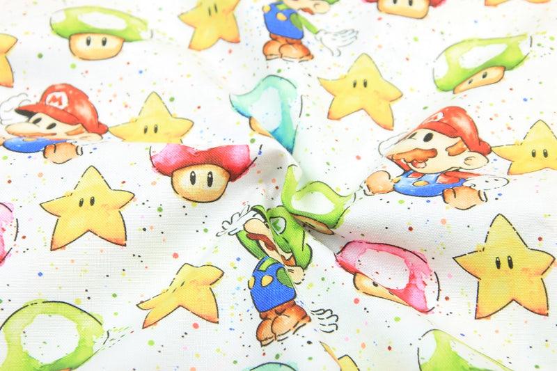 Super Mario and Friends 2 Colors! 1 Meter Top Quality Medium Thickness Plain Cotton Fabric, Fabric by Yard, Yardage Cotton Fabrics - fabrics-top