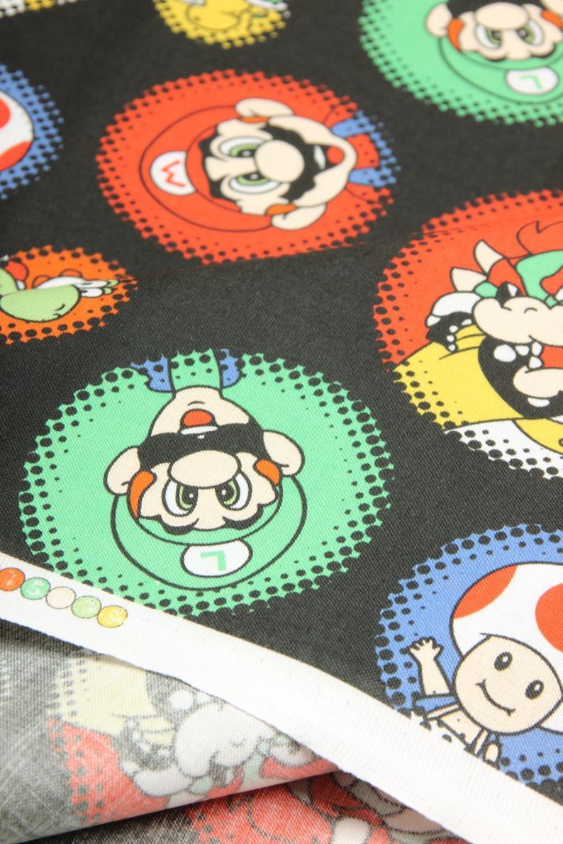 Super Mario and Friends Series 3 Colors! 1 Meter Top Quality Medium Thickness Plain Cotton Fabric, Fabric by Yard, Yardage Cotton 202011 - fabrics-top