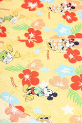 Mickey and Donald on Vacation yellow Hawaii! 1 Meter Medium Cotton Fabric, Fabric by Yard, Yardage Cotton Fabrics for  Style Garments, Bags - fabrics-top