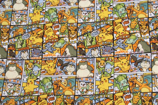 Pikachu Pocket Monster and Friend black! 1 Yard Medium Thickness Plain Cotton Fabric, Fabric by Yard, Yardage Cotton Fabrics for Japanese 2106