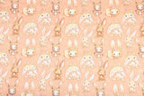 Bunny Pink! 1 Meter Printed Cotton Fabric, Fabric by Yard, Yardage Fabrics, Children  Kids