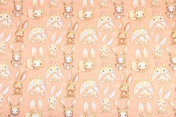 Bunny Pink! 1 Meter Printed Cotton Fabric, Fabric by Yard, Yardage Fabrics, Children  Kids