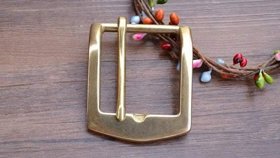 Solid Brass 1.5'' Belt Buckles for Men, Vintage handmade Style, 2 Models Available - fabrics-top