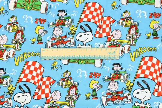 Snoopy Auto Racing 2 Colors! 1 Yard Plain Cotton Fabric, Fabric by Yard, Yardage Cotton Fabrics for Style Garments, Bags - fabrics-top