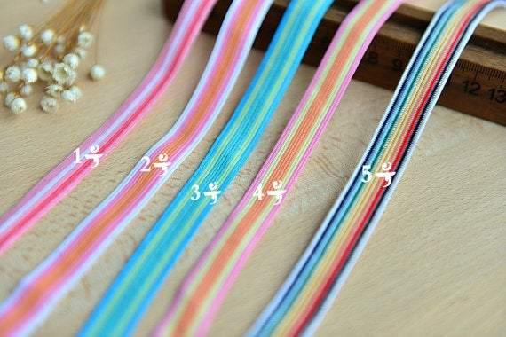 6 Meters Color Stripe Stretch Elastic Band. (6.6 Yard), Flat Elastic Belt, Rubber band, Width 1.5cm, 5 colors, d593 - fabrics-top