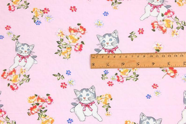 Kitty Floral Pink! 1 Meter Light Thickness Plain Cotton Fabric, Fabric by Yard, Yardage Cotton Fabrics for  Style Garments, Bags - fabrics-top