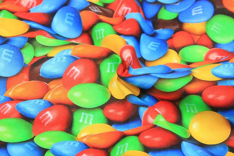 M&M's Chocolate Beans ! 1 Meter Medium Thickness Cotton Fabric, Fabric by Yard, Yardage Cotton Fabrics for Style Clothes, Bags - fabrics-top