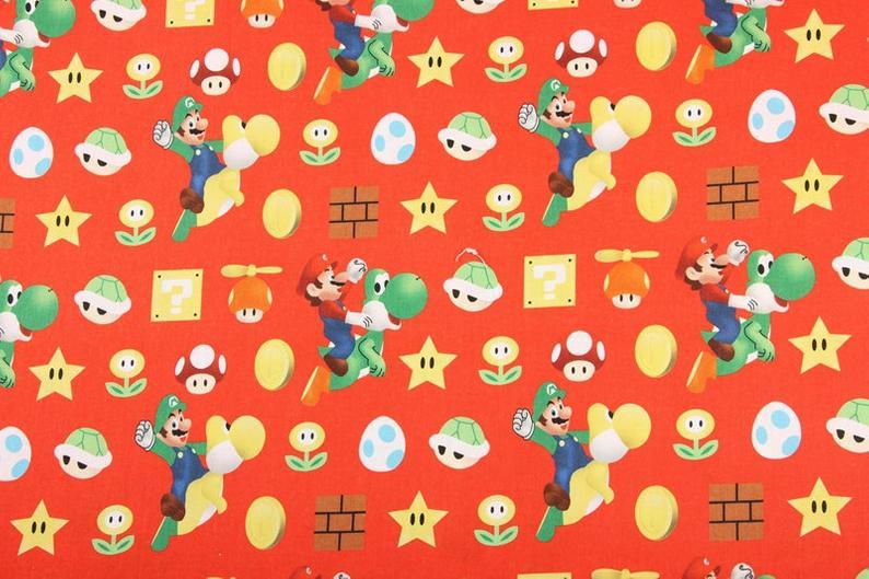 Super Mario and Friends Series 3 Colors! 1 Meter Top Quality Medium Thickness Plain Cotton Fabric, Fabric by Yard, Yardage Cotton 202011 - fabrics-top