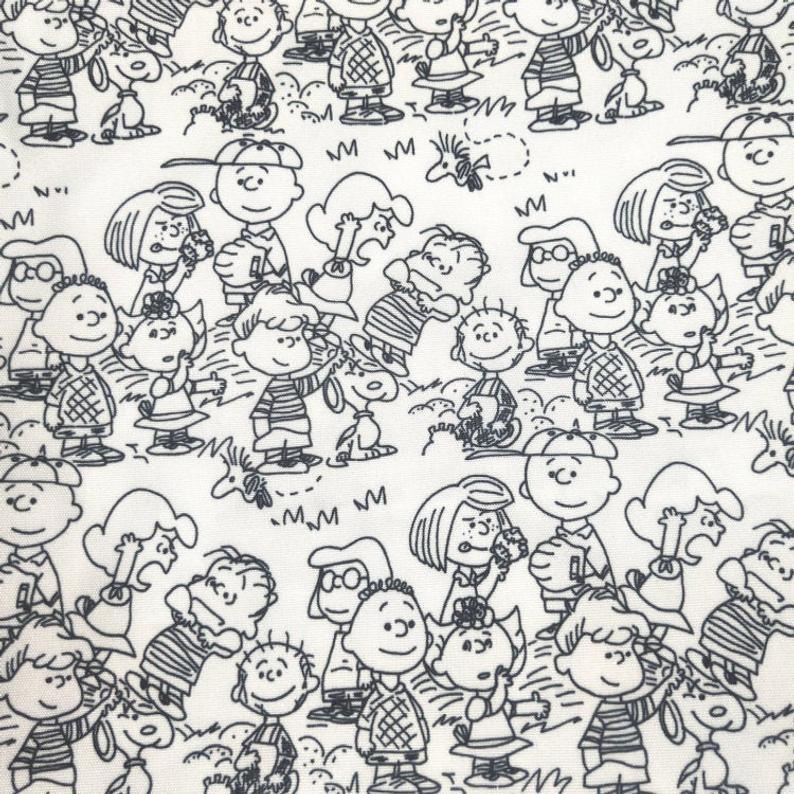 Snoopy Charlie Brown and Friends Series! 1 Yard Stiff Polyester Toile Fabric by Yard, Yardage Polyester Canvas Fabrics Bags Kids Children - fabrics-top