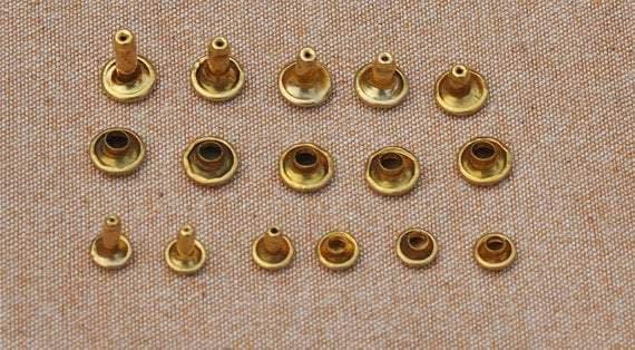 60 sets of High Quality Pure Brass Rivets, 6mm, 8mm Rivets, Brass Surface, For Leather Bags, Notebook,Belt. - fabrics-top