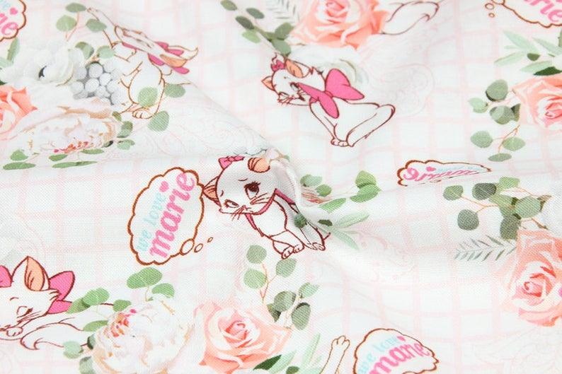 Cat Mary Floral! 1 Meter Printed Cotton Fabric, Fabric by Yard, Yardage Fabrics, Children  Kids - fabrics-top