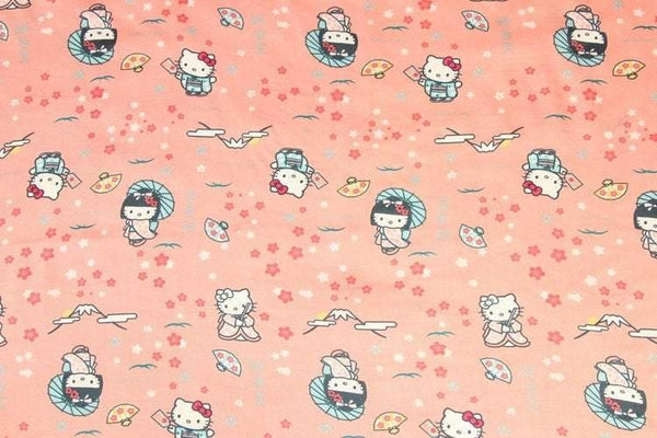 Hello Kitty in Japanese Kimono 2 Colors! 1 Meter Printed Polyester Fabric, Fabric by Yard, Yardage Fabrics, Children Fabrics, Kids, Japanese