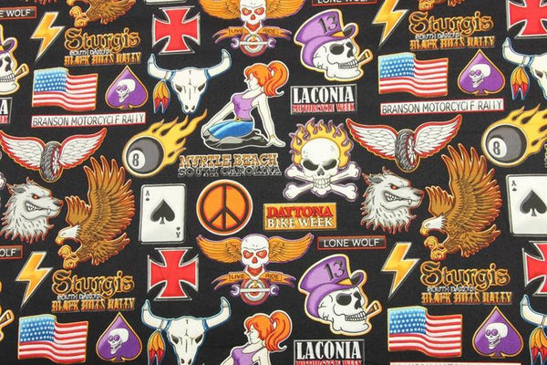 American Motorcycle theme! 1 yard Top Quality Medium Thickness Plain Cotton Fabric, by Yard, Yardage Cotton Fabrics Style Garments, Bags