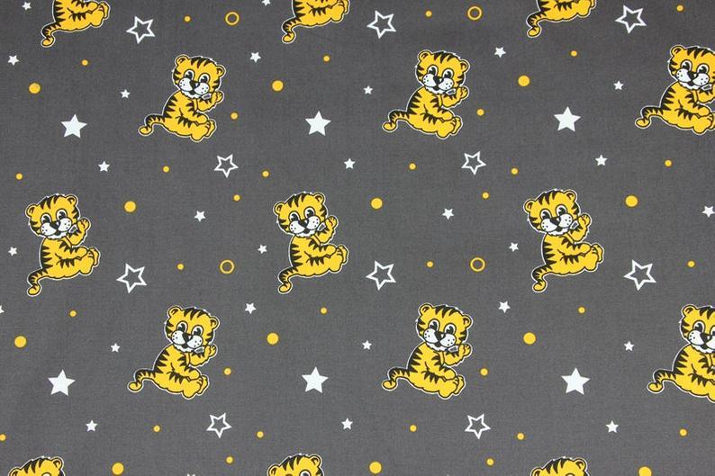 Little Tiger cub! 1 Meter Printed Cotton Fabric, Fabric by Yard, Yardage Fabrics, Children  Kids