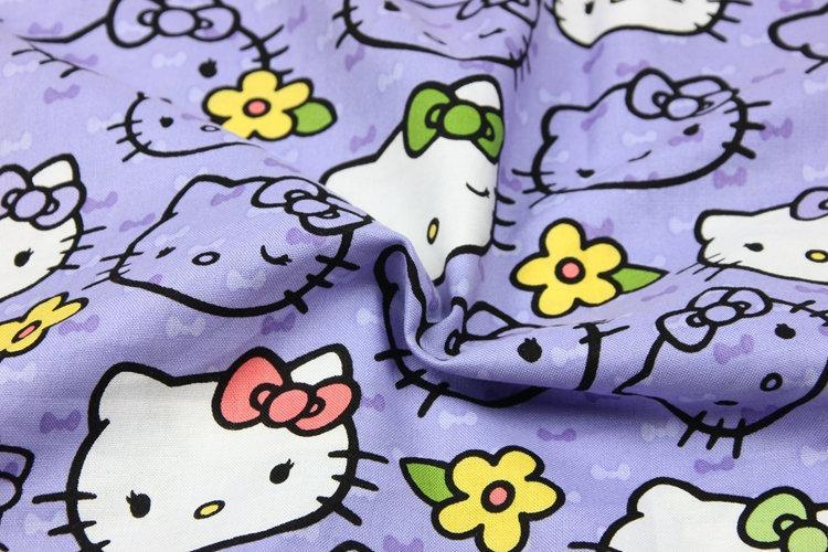 Hello Kitty Voilet! 1 Meter Printed Cotton Fabric, Fabric by Yard, Yardage Cotton Bag Fabrics, Children Fabrics, Kids, Japanese - fabrics-top