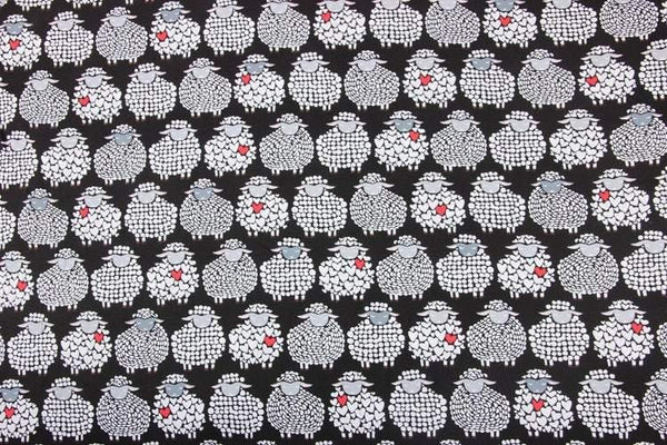 Sheep with Hearts gray! 1 Meter Medium Thickness Plain Cotton Fabric, Fabric by Yard, Yardage Cotton Fabrics for  Style Garments, Bag