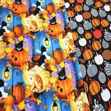 Black Cats at Halloween! 1 Meter Medium Thickness Plain Cotton Fabric, Fabric by Yard, Yardage Cotton Fabrics for  Style Garments, Bags - fabrics-top