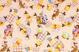 Winnie and Friends pink! 1 Meter Printed Cotton Fabric, Fabric by Yard, Yardage Fabrics, Children  Kids