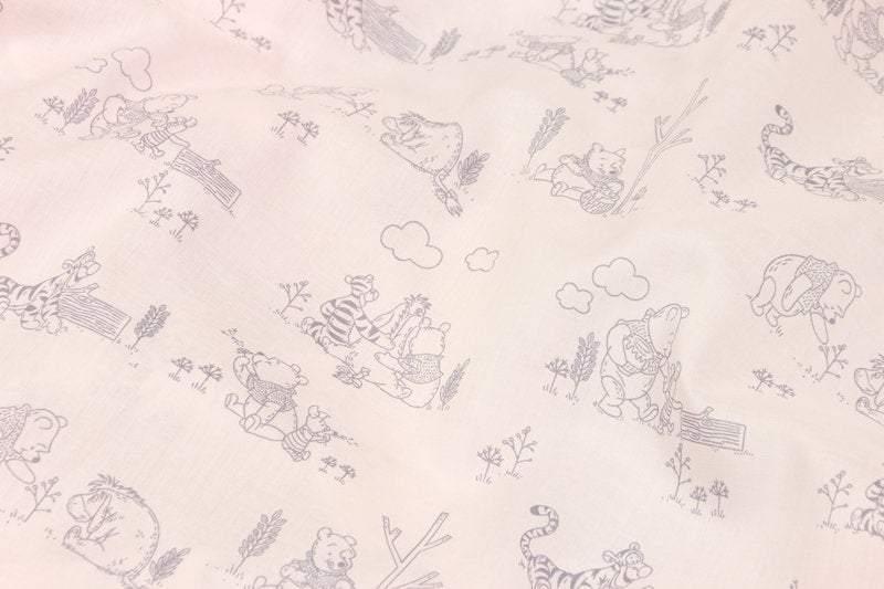 Winnie the Pooh and Friend Tigger light Pink! 1 Meter Summer Light Weight Cotton Fabric by Yard, Yardage Cotton Fabrics for Style Clothes - fabrics-top