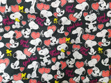 Good Vibes, Snoopy Red Hearts! 1 Meter Plain Cotton Fabric, Fabric by Yard, Yardage Cotton Fabrics for Style Garments, Bags - fabrics-top