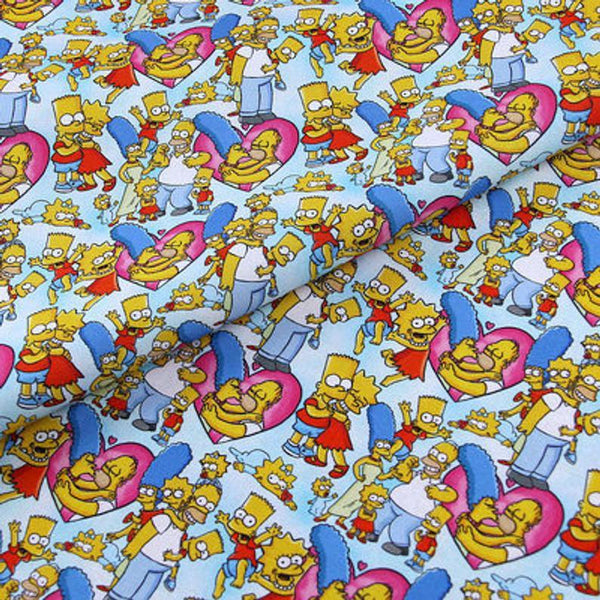 the Simpsons blue! 1 Meter Medium Printed Plain Cotton Fabric, Fabric by Yard, Yardage Cotton Fabrics for  Style Garments, Bags