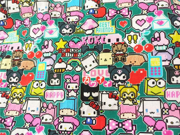 Hello Kitty New Collection 3 Colors! 1 Meter Printed Plain Cotton Fabric, Fabric by Yard, Yardage  Bag Fabrics, Children Kids - fabrics-top