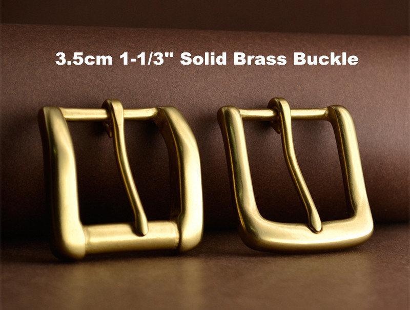 Solid Brass 3.5cm 1.3'' Belt Buckles for Men, Vintage handmade Style, 2 Models Available