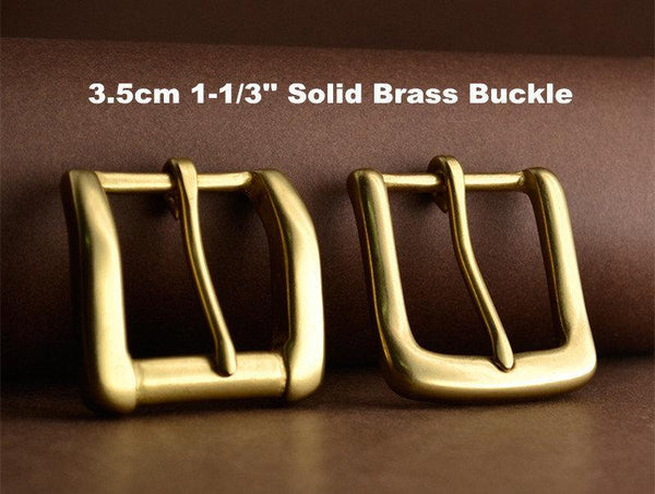 Solid Brass 3.5cm 1.3'' Belt Buckles for Men, Vintage handmade Style, 2 Models Available