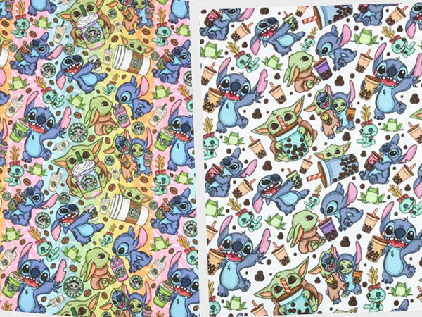 Stitch and Yoda! 1 Yard Printed Cotton Fabric, Fabric by Yard, Yardage Fabrics, Children  Kids 2103