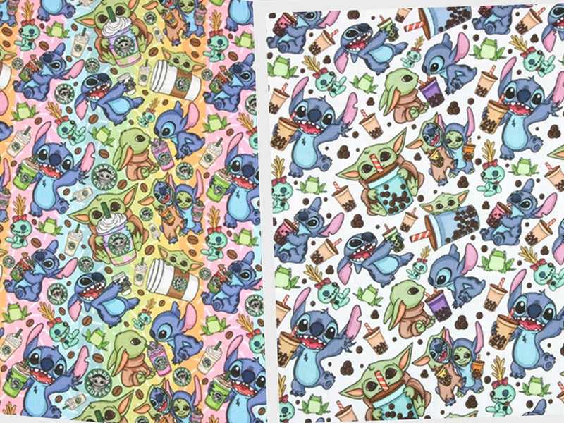 Stitch and Yoda! 1 Yard Printed Cotton Fabric, Fabric by Yard, Yardage Fabrics, Children  Kids 2103