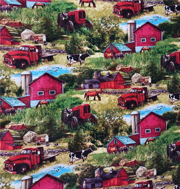 American Country Landscape A Farm! 1 Meter Medium Thickness Cotton Fabric, Fabric by Yard, Yardage Cotton Fabrics for Style Clothes - fabrics-top