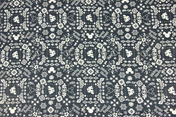 Folkloric Mickey Small Paisley navy! 1 Meter Medium Cotton Fabric, Fabric by Yard, Yardage Cotton Fabrics for Style Garments, Bags
