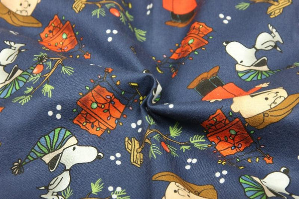 Snoopy and Charlie Brown Christmas trees Navy!  1 Yard Plain Cotton Fabric, Fabric by Yard, Yardage Cotton Fabrics for  Style Garments, Bags - fabrics-top