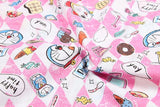 Doraemon Pink! 1 Yard Quality Cotton Plain Fabric, Fabric by Yard, Yardage Cotton Canvas Fabrics for Clothes Bags,  Cool Cats Japanese - fabrics-top