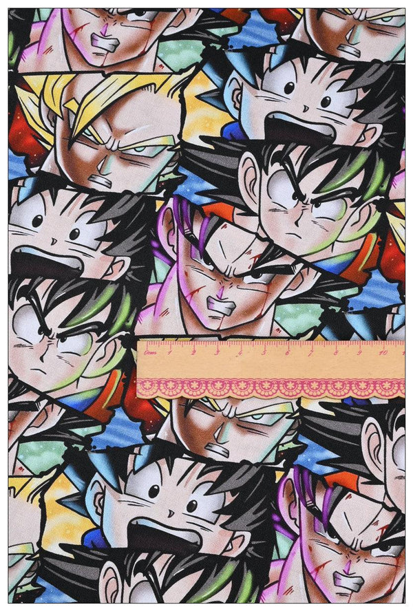 Dragon Ball Faces! 1 yard Printed Cotton Fabric, Fabric by Yard, Yardage Fabrics, Children 2201 - fabrics-top