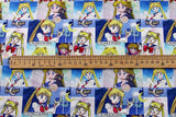 retro-anime Sailor Moon blue checks 美少女戦士セーラームーン! 1 Meter Medium Printed Cotton Fabric, Fabric by Yard, Yardage Cotton Bag Fabrics - fabrics-top