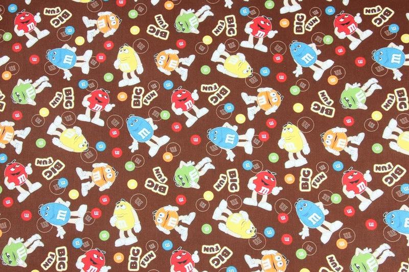 M&M's Chocolate Beans ! 1 Meter Medium Thickness Cotton Fabric, Fabric by Yard, Yardage Cotton Fabrics for Style Clothes, Bags - fabrics-top