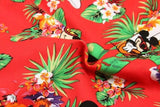 Mickey in Hawaii All Red! 1 Meter Medium Thickness  Cotton Fabric, Fabric by Yard, Yardage Cotton Fabrics for  Style Garments, Bags - fabrics-top