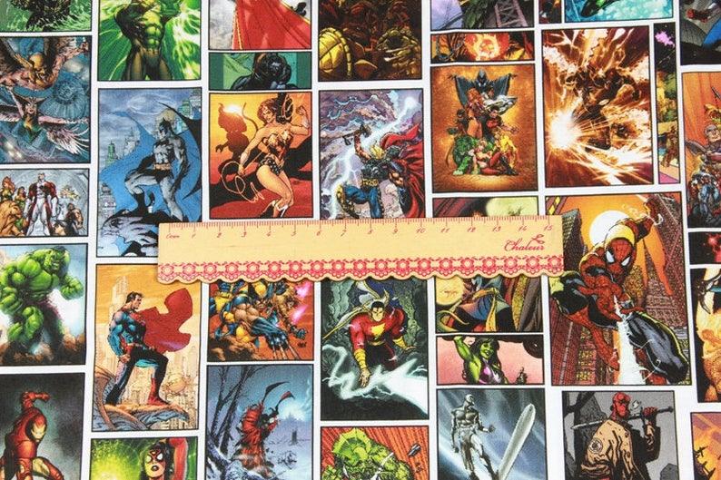 Marvel Superheros Checks! 1 Meter Printed Cotton Fabric, Fabric by Yard, Yardage Fabrics, Children  Kids - fabrics-top