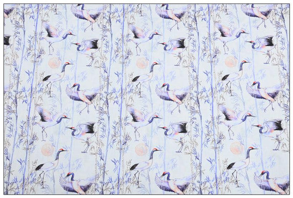 Red-crowned Crane Birds! 1 Meter Medium Weight Plain Cotton Fabric, Fabric by Yard, Yardage Cotton Fabrics for  Style Garments, Bags