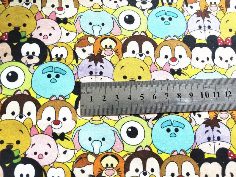 Mickey Winnie and Other! 1 Meter Printed Cotton Fabric, Fabric by Yard, Yardage Cotton Bag Fabrics, Children Fabrics - fabrics-top