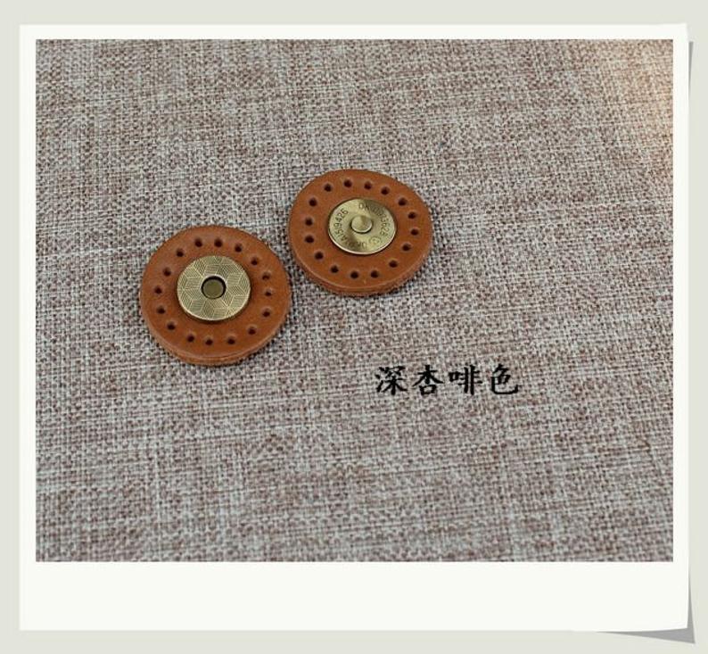 5 Pairs of Color Leather Magnetic Buttons , 3cm Genuine Leather Covered, 9 colors available, Sewing-on Bag Leather Magnetic Button - fabrics-top