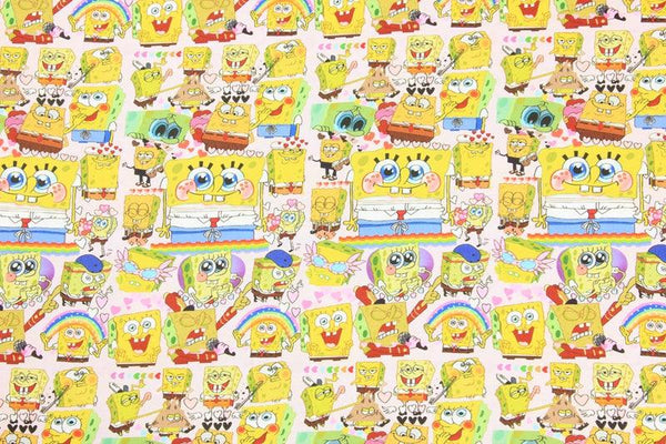 SpongeBob SquarePants rainbow! 1 Meter Plain cotton fabric, Printed fabric, clothing fabric, pure cotton, cartoon animation, Bob 2103