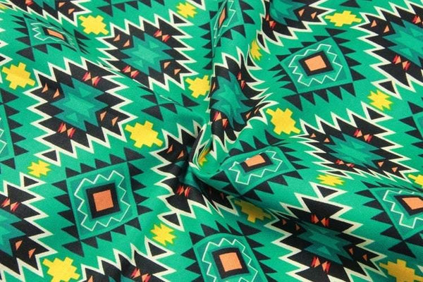 Primitive Art Green series! 1 Meter Medium Thickness Cotton Fabric, Fabric by Yard, Yardage Cotton Fabrics for Style Clothes Zigzag - fabrics-top