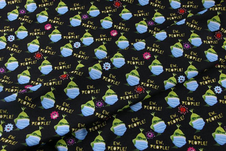 Ew, People! Grinch with Mask! 1 Meter Medium Children Plain Cotton Fabric, Fabric by Yard, Yardage Cotton Fabrics for  Style Garments, Bags - fabrics-top