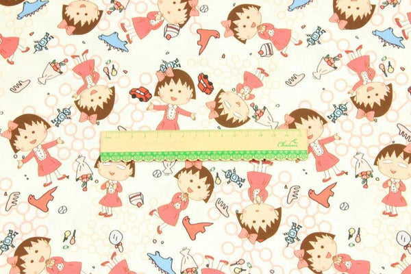 Chibi Maruko-chan ちびまる子ちゃん the little girl! 1 Meter Printed Cotton Fabric, Fabric by Yard, Yardage Fabrics, Children  Kids - fabrics-top